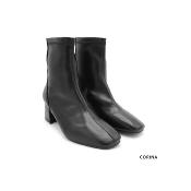 Bottines cuir végétalien noir - fermeture arrière