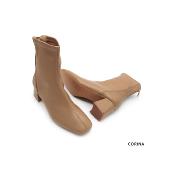 Bottines cuir végétalien Camel - fermeture arrière