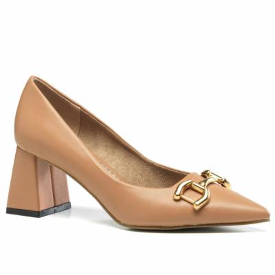 ESCARPINS CAMEL TALON MOYEN