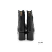 Bottines cuir végétalien noir - fermeture arrière