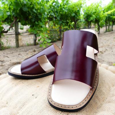 SANDALES CUIR LIE DE VIN SANS BOUCLES